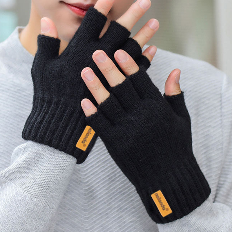 Fashion Winter Autumn Knitted Finger less Gloves, Warm Plush Touchscreen Gloves for Men and Women