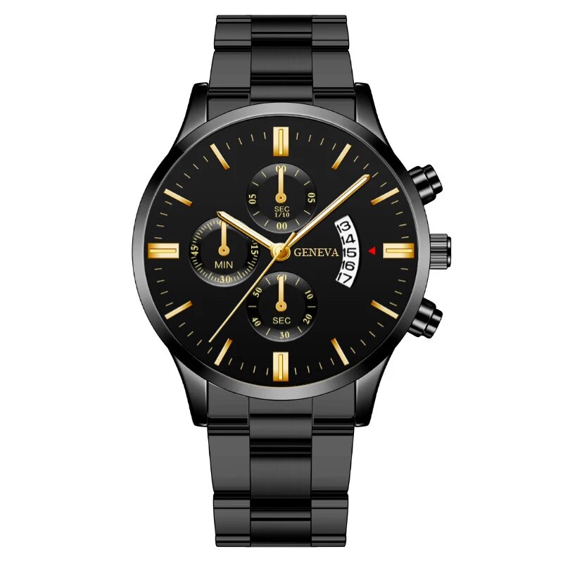 Fashion Men Watches, Luxury Silver Stainless Steel Quartz, Business Watch for Men, Calendar Clock