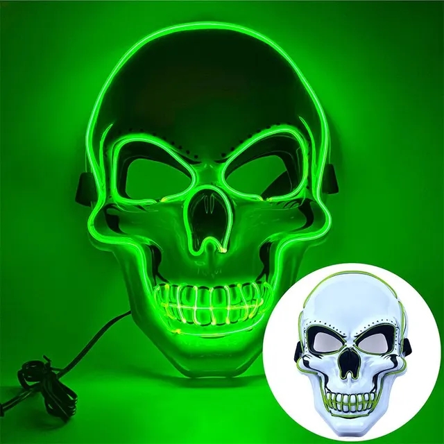Halloween Adult Purification Mask, LED Glowing Skull, Cold Light Mask, Terror Mask, Role Playing, Masquerade Ball