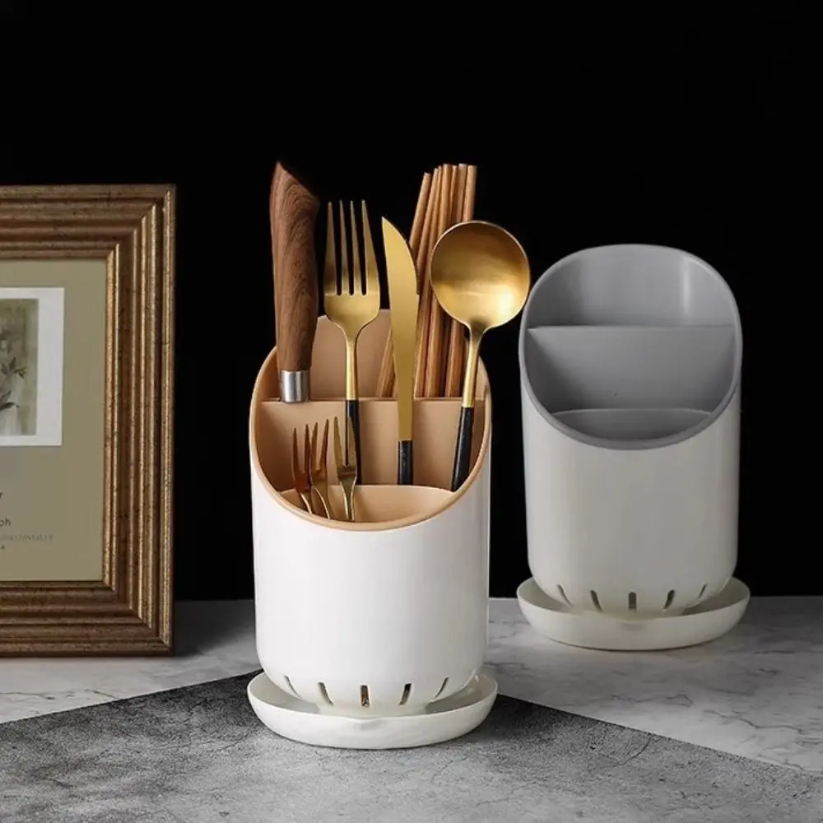 Space Saving Tableware Storage Rack with Drain Tray & Holder | Inspire ...