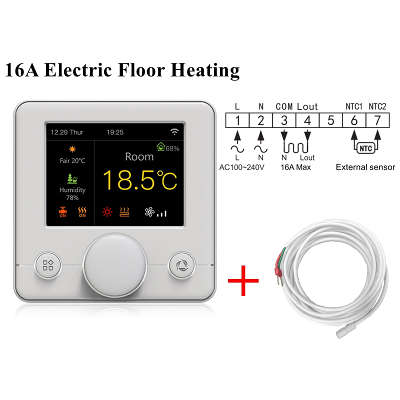 Smart WiFi Thermostat for Floor Heating, Gas Boiler, Humidity Control, Google Home Alexa