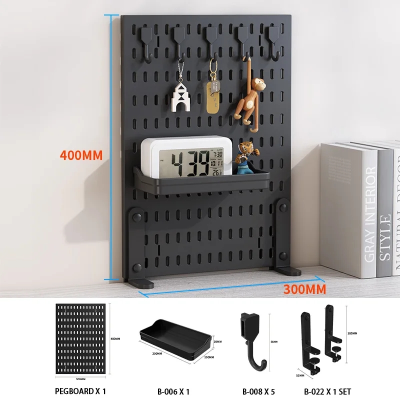 Standing Office Pegboard Storage, No Drill, Clip-On Desktop Rack with Numerous DIY Accessories for Office Organization