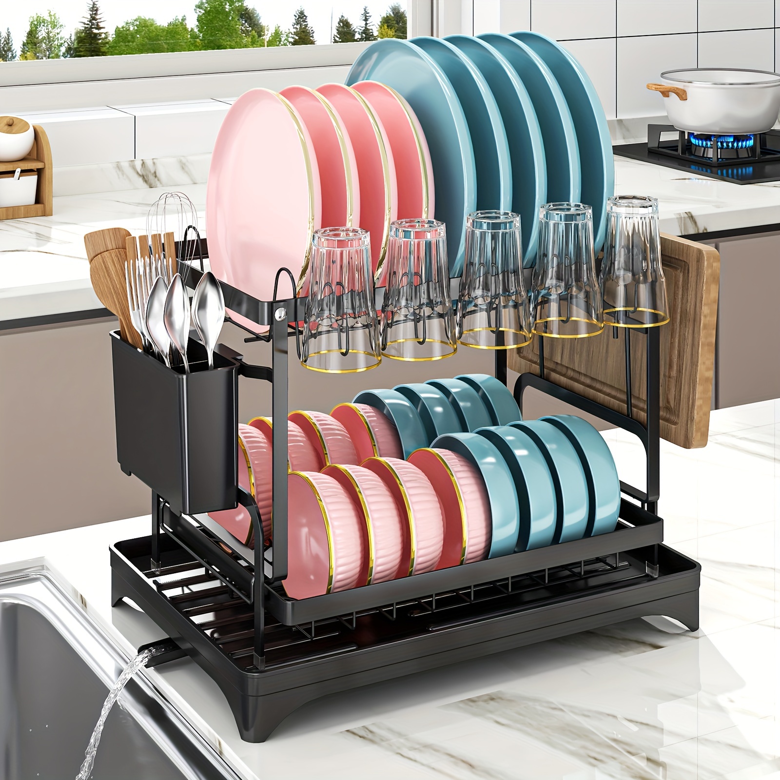 Dish Drying Rack for Kitchen Counter with Drainboard | Inspire Uplift
