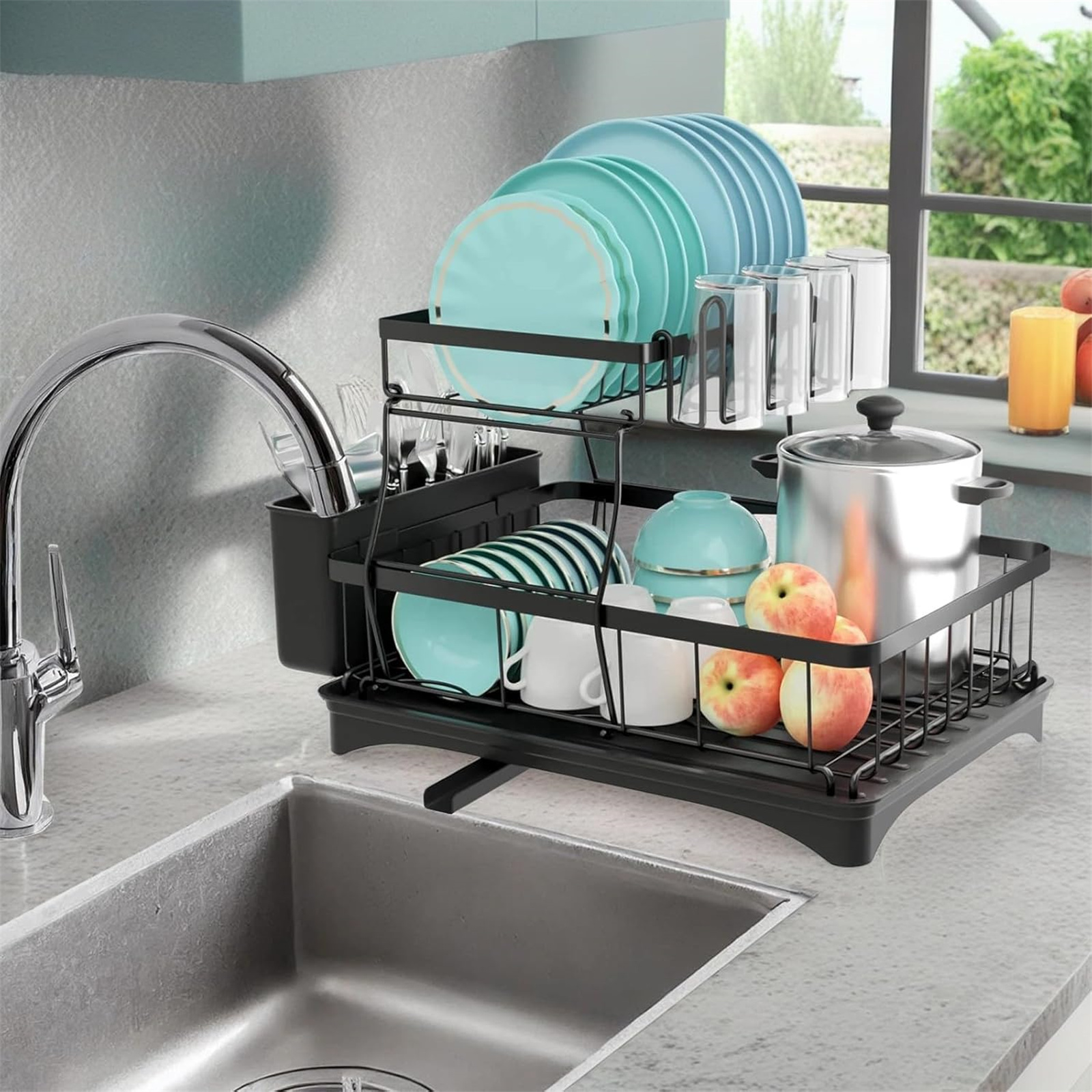 Stainless Steel Dish Drying Rack, Large Kitchen Organizer | Inspire Uplift