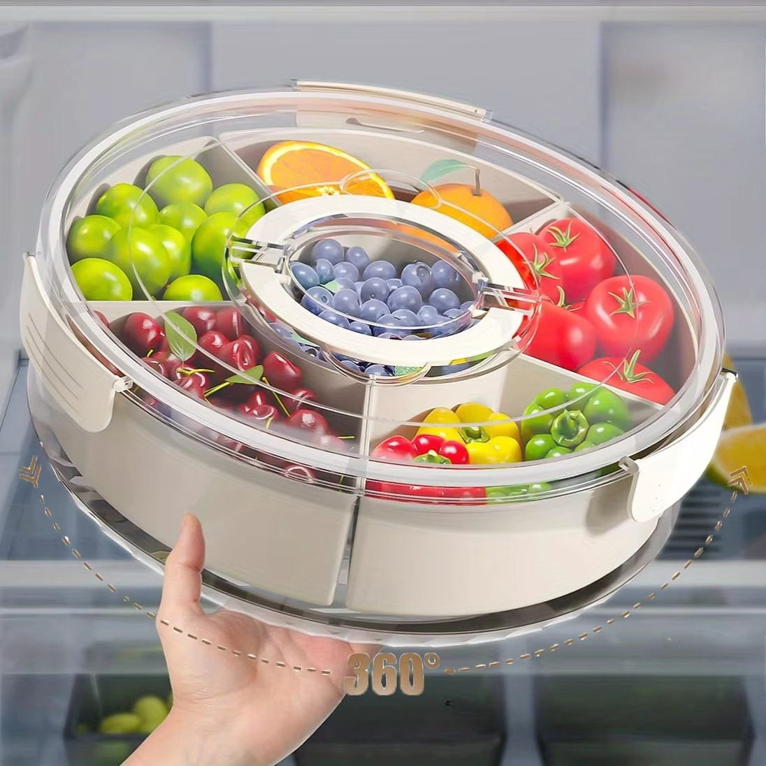 Floating Food Storage Food Storage Dried Fruit Snack Plate, Rotatable Container | Inspire Uplift