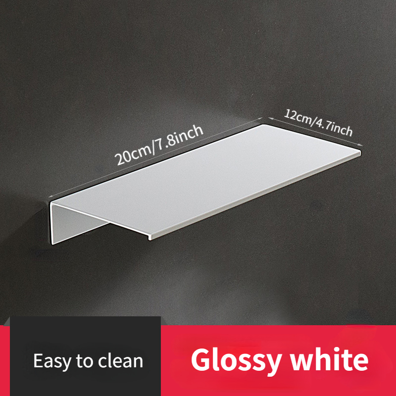 No Drilling Storage Rack Wall Shower Shelf, Kitchen White Finish for Modern Bathroom, Home Space-Saving Organizer