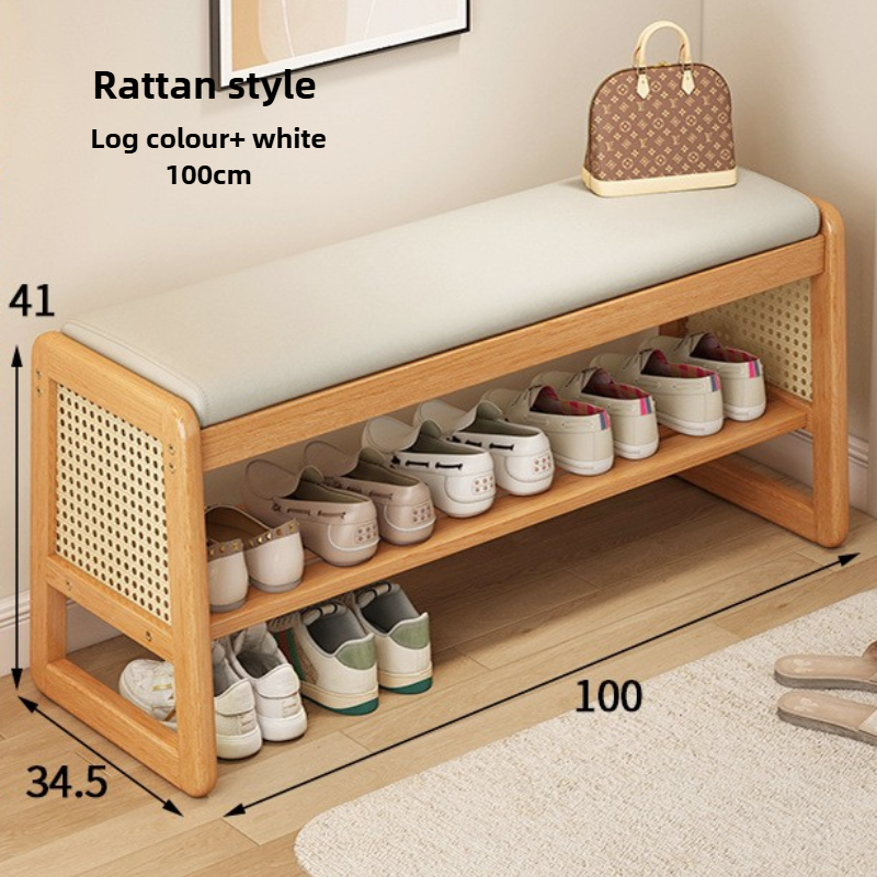 Changing Stool, Multi-Layer Storage, Solid Wood, Entrance Door Bench, Can Sit on Shoe Stool for Home