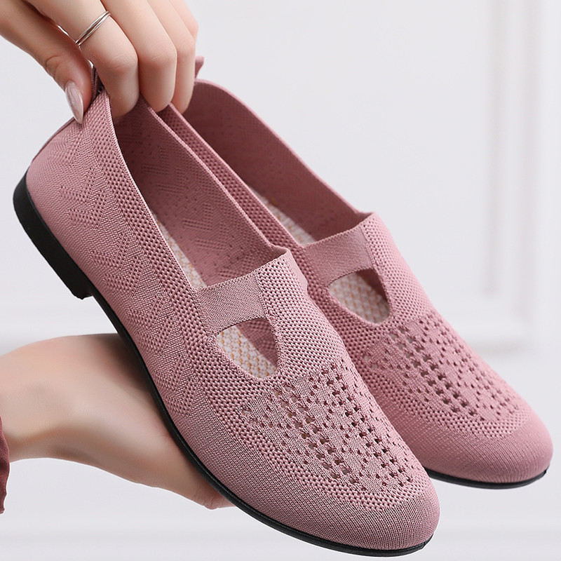 Fashionable Women Breathable Summer Mesh Shoes, Lightweight Slip on Flats, Casual Non Slip Sports Vulcanised Shoes
