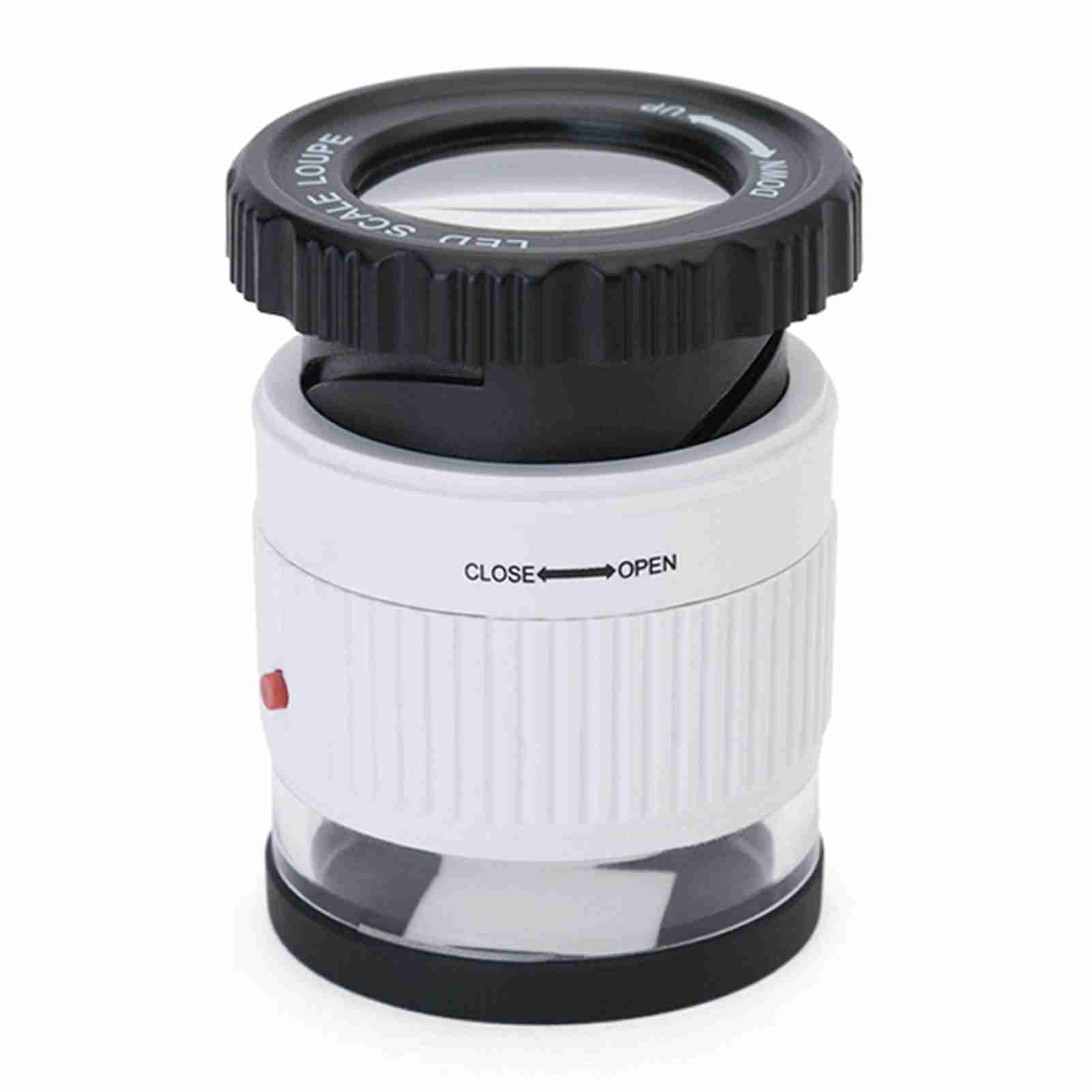 Pocket Magnifier with Scale, LED UV Light Illuminated Magnifying Glasses, Adjustable Focal HD Jewellery Tool for Reading