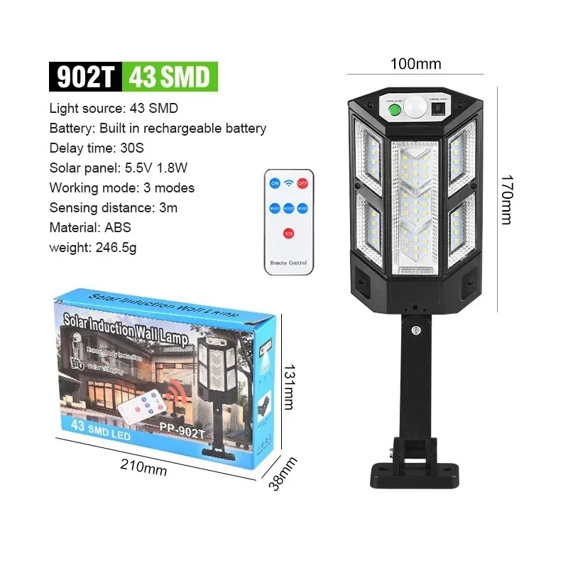 Irradiation Solar Light for Outdoor Sunlight, Motion Sensor Water proof Garden, Street Wall External Solar Lamp