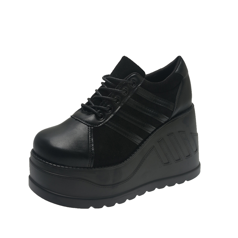 Big Size Black Design Female Goth Platform Fashion Cosplay Wedges, High Heels Women Pumps, Street Sneaker Shoes Woman