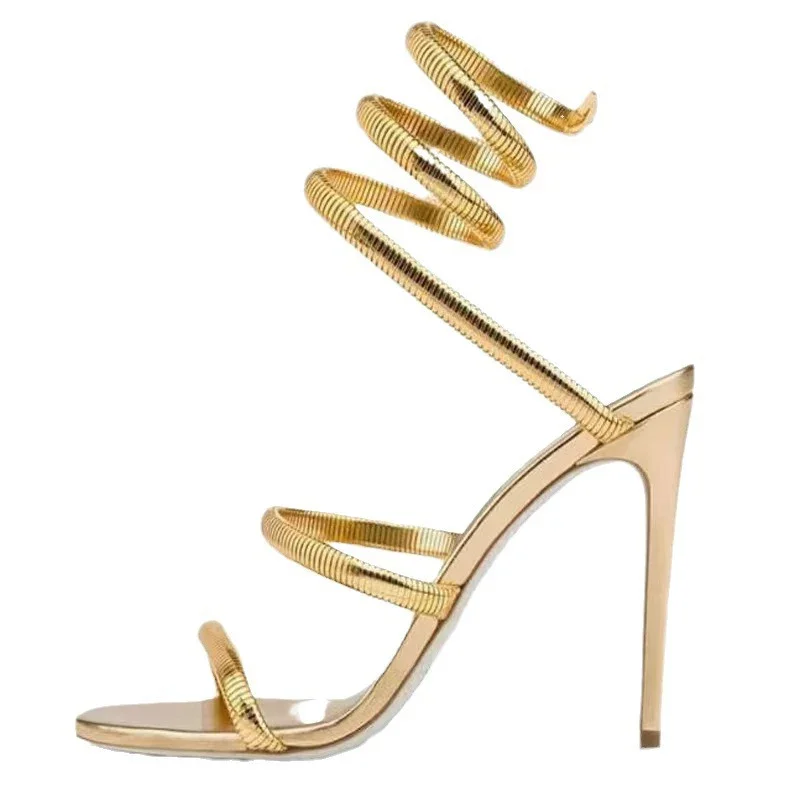 Summer Street Style Women Sandals, Ankle Strap Open Toe, Narrow Band Thin High Heels, Sexy Banquet Shoes