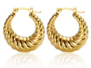 Luxury Shiny Zircon Hoop Earrings for Women, Trendy Golden Stainless Steel Earrings, Geometric Circle Earring Jewellery.
