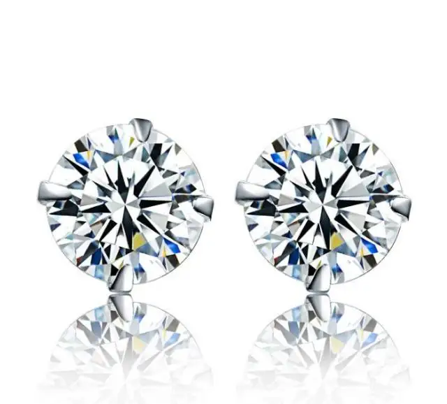 Sterling Silver Jewellery, Cute Tiny Clear Crystal Stud Earrings, Fashion Gift for Women, Girls, Teens, Lady Jewellery
