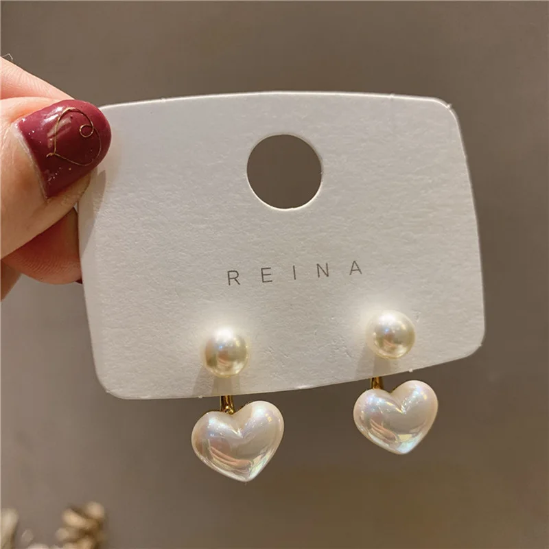 Fashion Love Heart Pearl Earrings for Women, Sweet Elegant Drop Earrings, Trend Jewellery Accessories