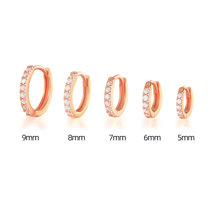 Stainless Steel Minimal Crystal Zircon Hoop Earrings, Small Cartilage Piercing, Gold and Silver Color Jewellery