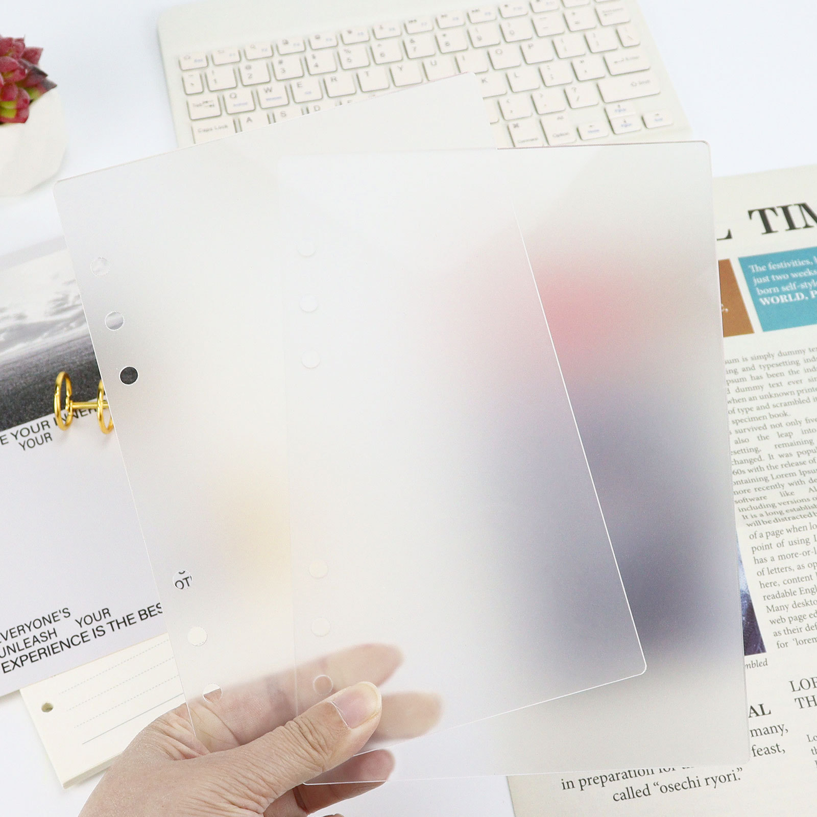 Frosting Thick Line Acrylic Loose Leaf Binder, Account Book Journal Planner, Office Stationery Supplies for Organizing