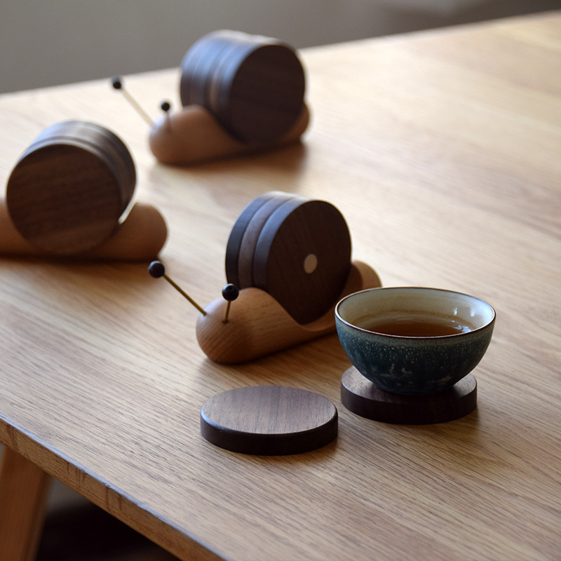 Fashion Black Walnut Cartoon Snail Mug Coaster, Tea Cup Mat | Inspire ...