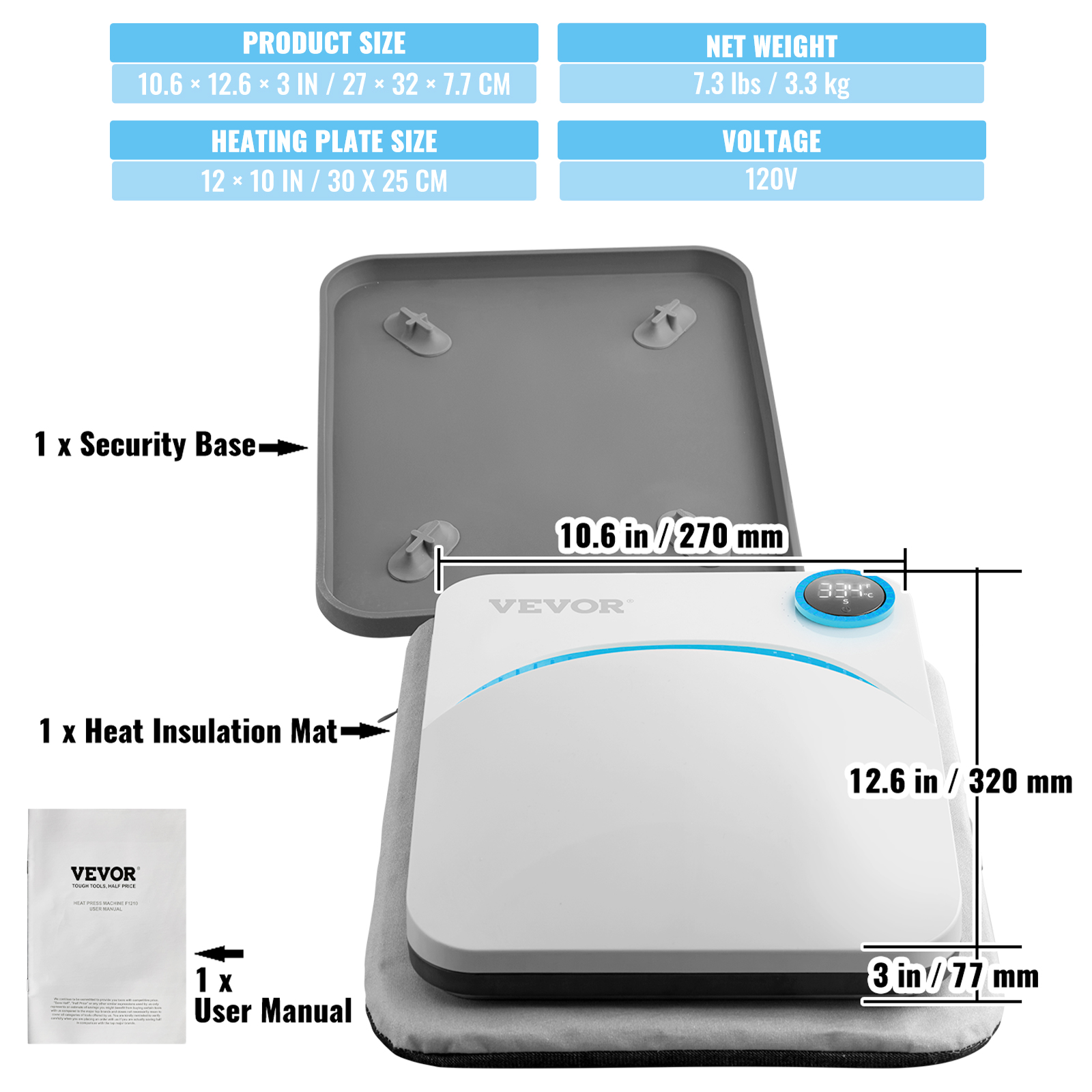 Portable Heat Press Machine, DIY Shirt Printing, Multifunctional Sublimation Transfer, HTV Vinyl T-shirt Bag