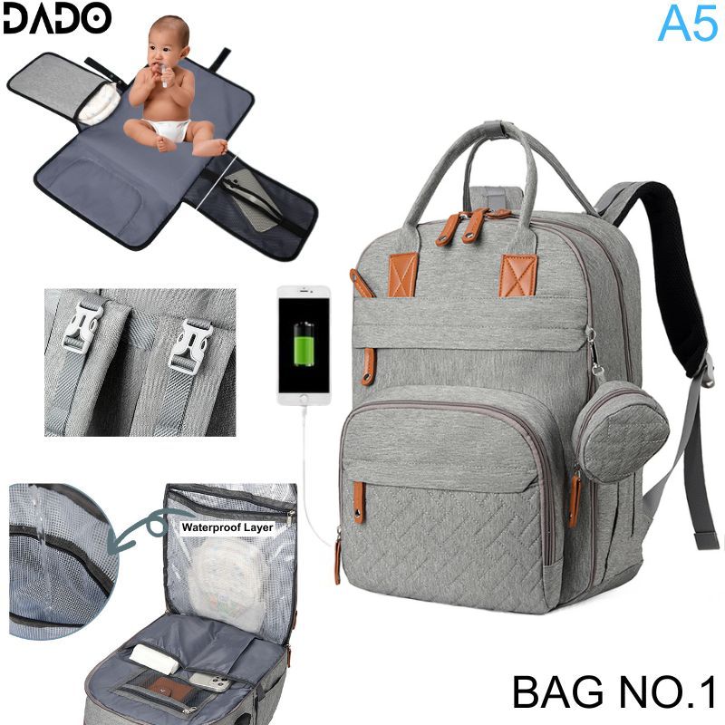 Diaper Bag Backpack Baby Essentials Travel Tote, Multifunction Waterproof with Changing Station Pad & Stroller Straps