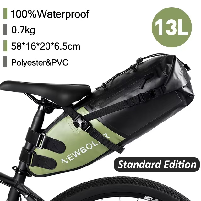 Waterproof Bicycle Bag Large Capacity Saddle Bag, Foldable Tail Bag for Mountain Bike Road Luggage