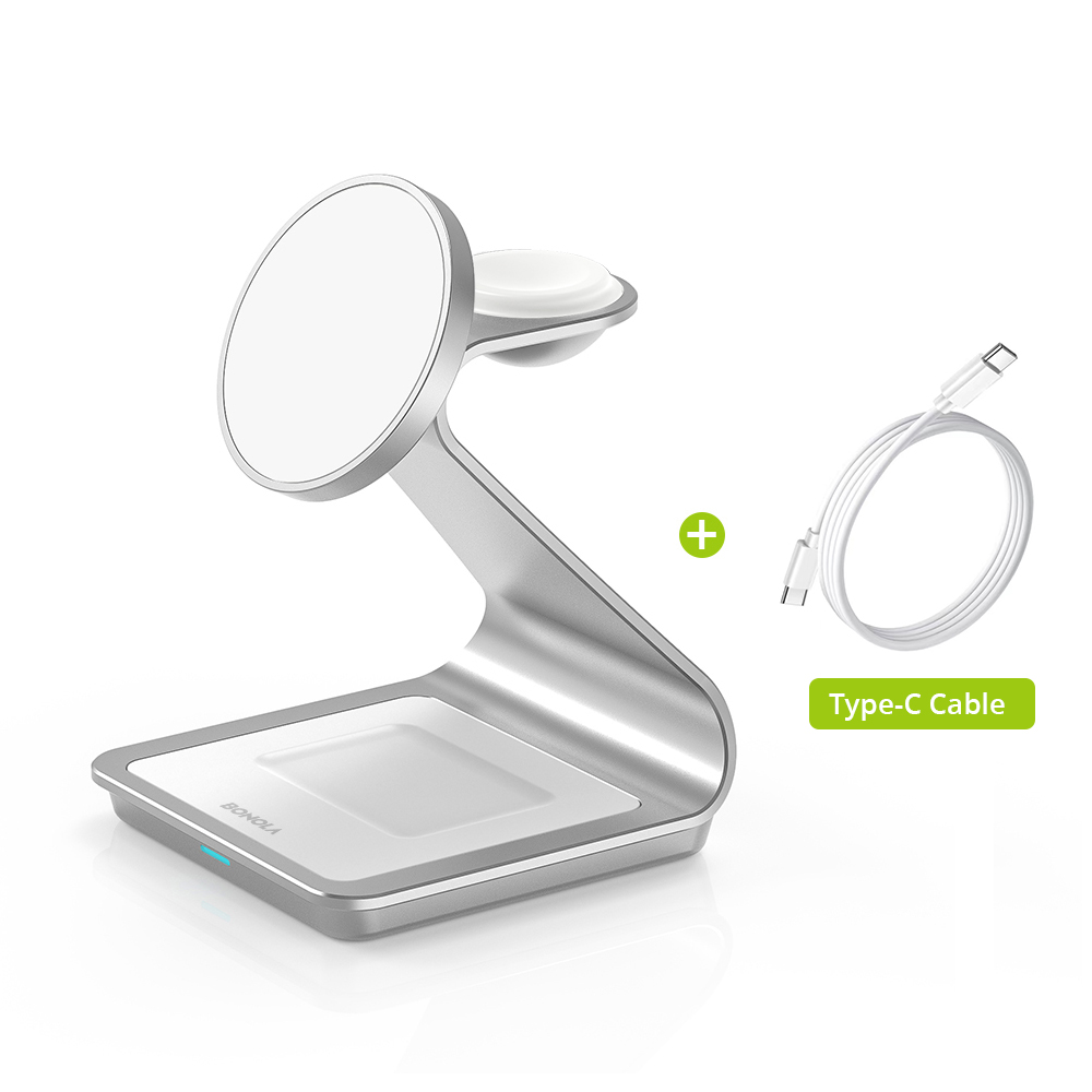 Magnetic Wireless Charger for iPhone, Wireless Charging Station, Compatible with Apple Watch and AirPods