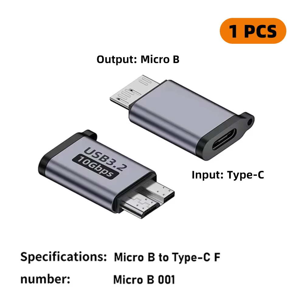 USB C 3.0 Micro B Male to Type C Female Adapter, Type-C to Micro B Connector for Laptop, External Hard Drive, Disk Box