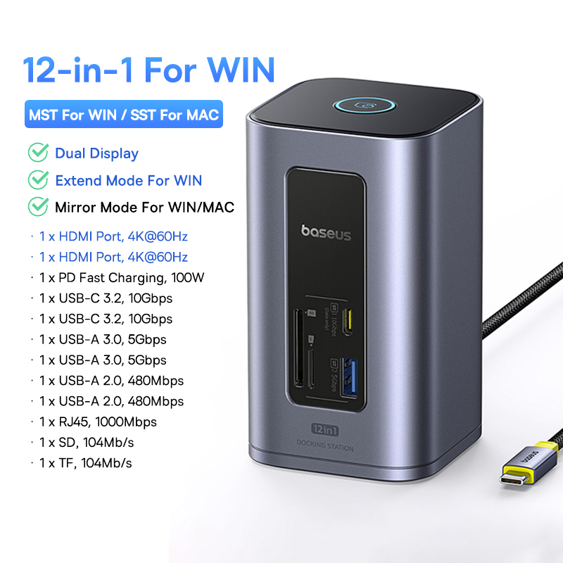 USB C HUB for Mac System, HDMI 4K 60Hz MST Triple Display, 11-in-1 HUB Docking Station for Mac Book Air Pro