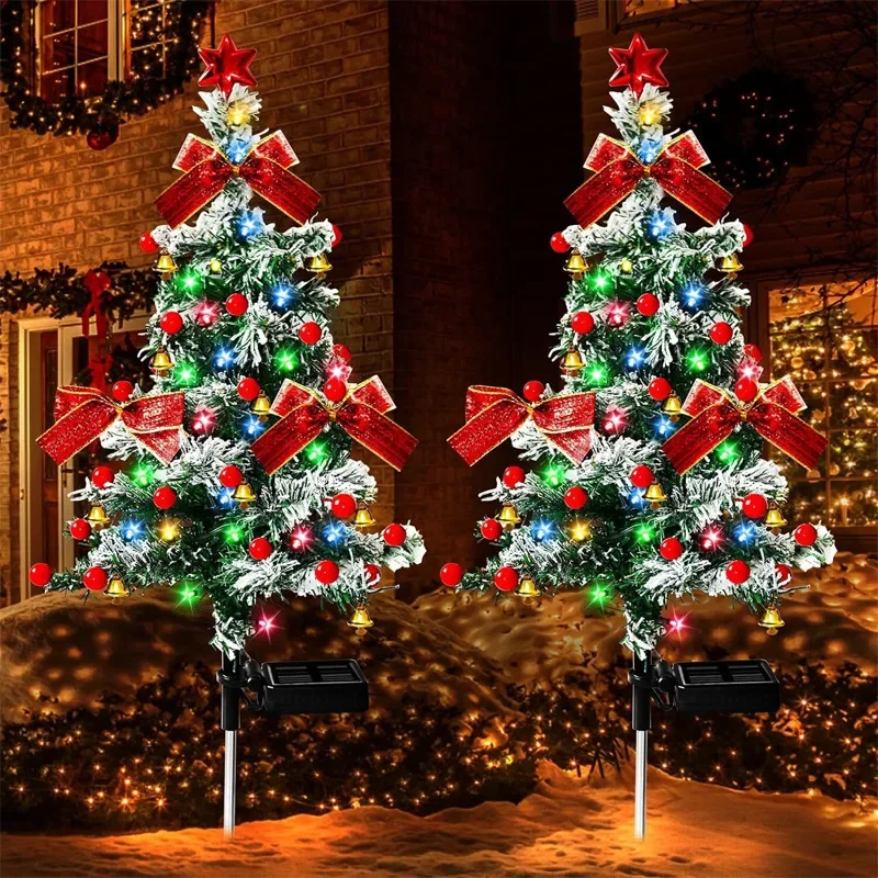Solar Powered Cedar Christmas Tree Light, Waterproof Outdoor Light for Garden, Lawn, Christmas Festival Party Decor