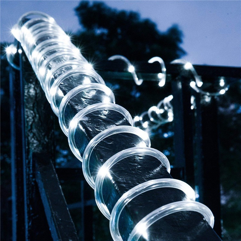 Solar Powered Fairy String Lights, Pipe Shaped Outdoor Decoration, Waterproof Christmas Room Party Yard Lights