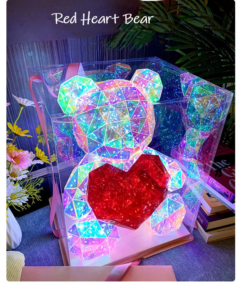 Teddy Bear Doll Gift Lamp, Colourful Sparkling LED Light, Romantic Surprise for Girls Birthday, Valentine's Day Bedroom