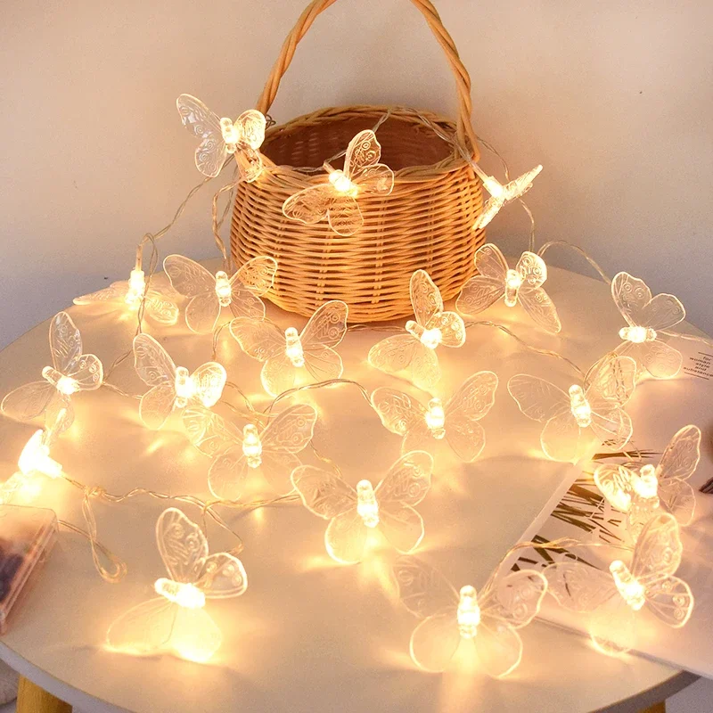Butterfly Lights String, Battery Powered Outdoor Fairy Night Lamp, Room Garland Curtain for Girls Birthday, Wedding