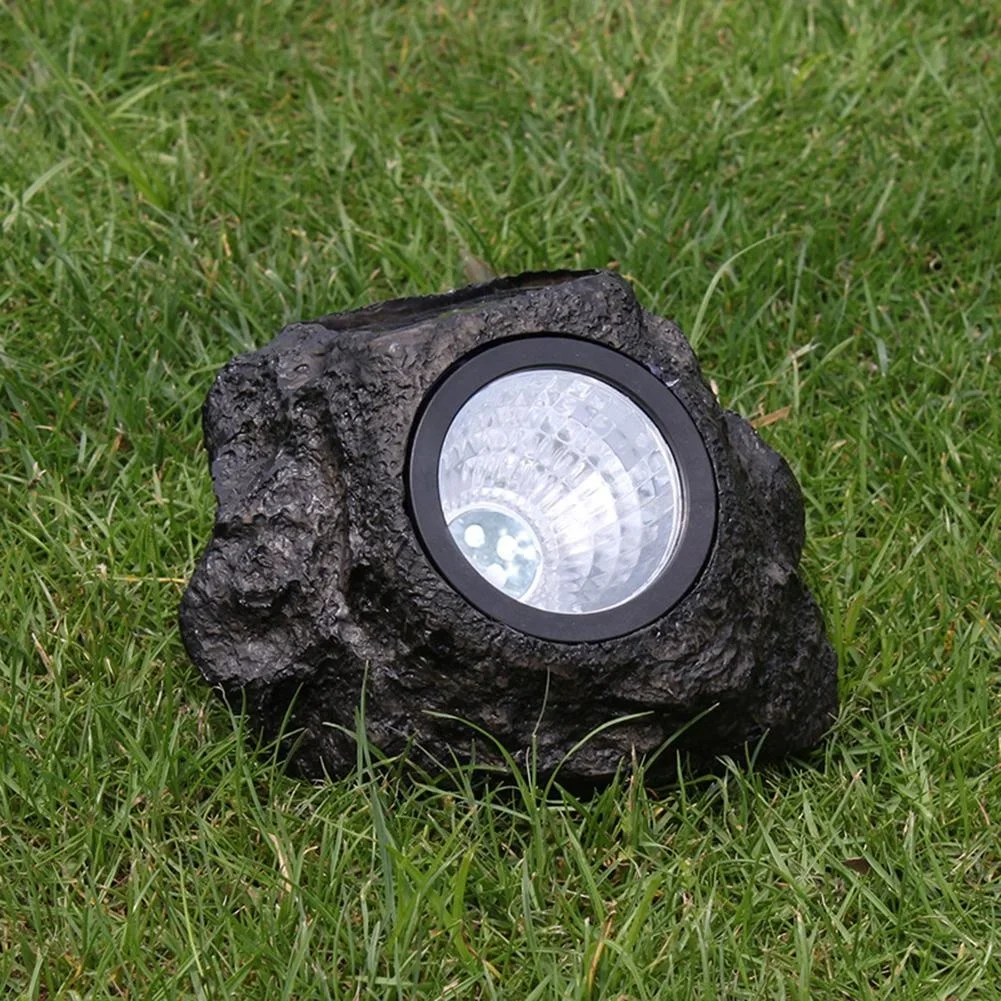 Warm/Cold White Stone Solar Powered Landscape Light, Waterproof Garden Lawn Pathway Patio Decor