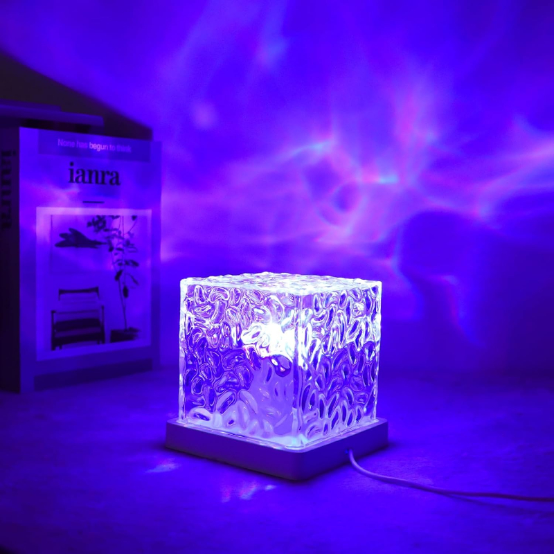 Romance Dynamic Light Shadow, Rotating Water Ripple, Atmosphere Lights Night Projection Lamp for Home Decor