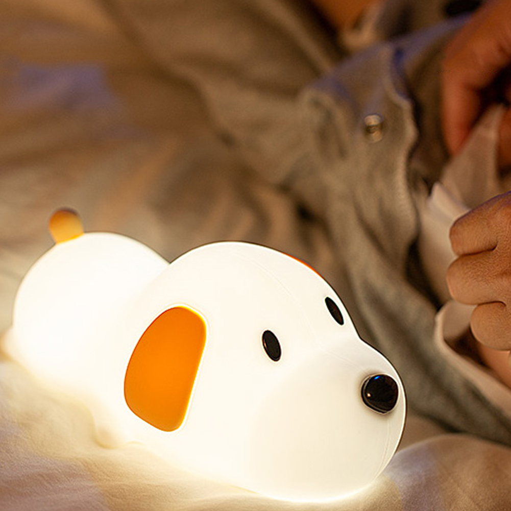 USB Rechargeable Bedside Mood Light, Puppy Lamp Silicone Dog LED Night Light, Touch Sensor Colors for Children Baby Toy