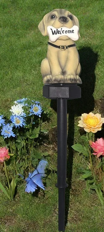 Dog Welcome Lamp Solar Powered Lawn Light for Garden, Courtyard, Patio, Waterproof Outdoor Lighting for Party