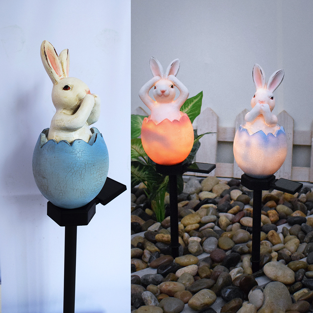 Solar Powered Waterproof Outdoor Lawn Lamp, Cute Rabbit Garden Ground Light, Pathway Patio Decor Lighting for Lawn