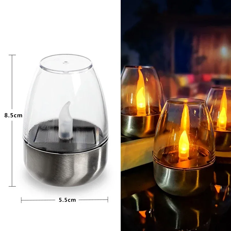 Solar Powered Candles Light, Flameless Waterproof Outdoor Night Light for Valentine's Day, Wedding Party, Garden Decor