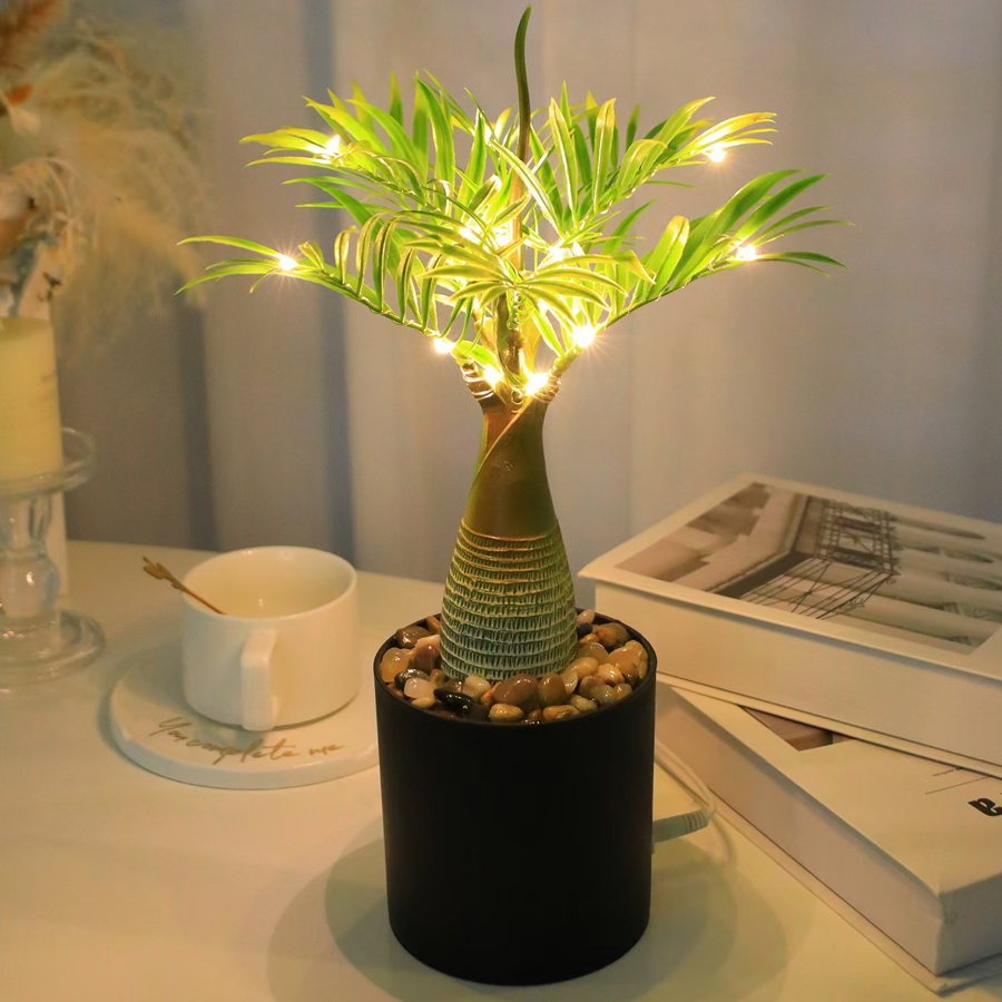 USB Plug Powered Simulated Plant LED Night Light, Green Ivy Office Decor, Indoor Landscape for Living Room, Bedroom
