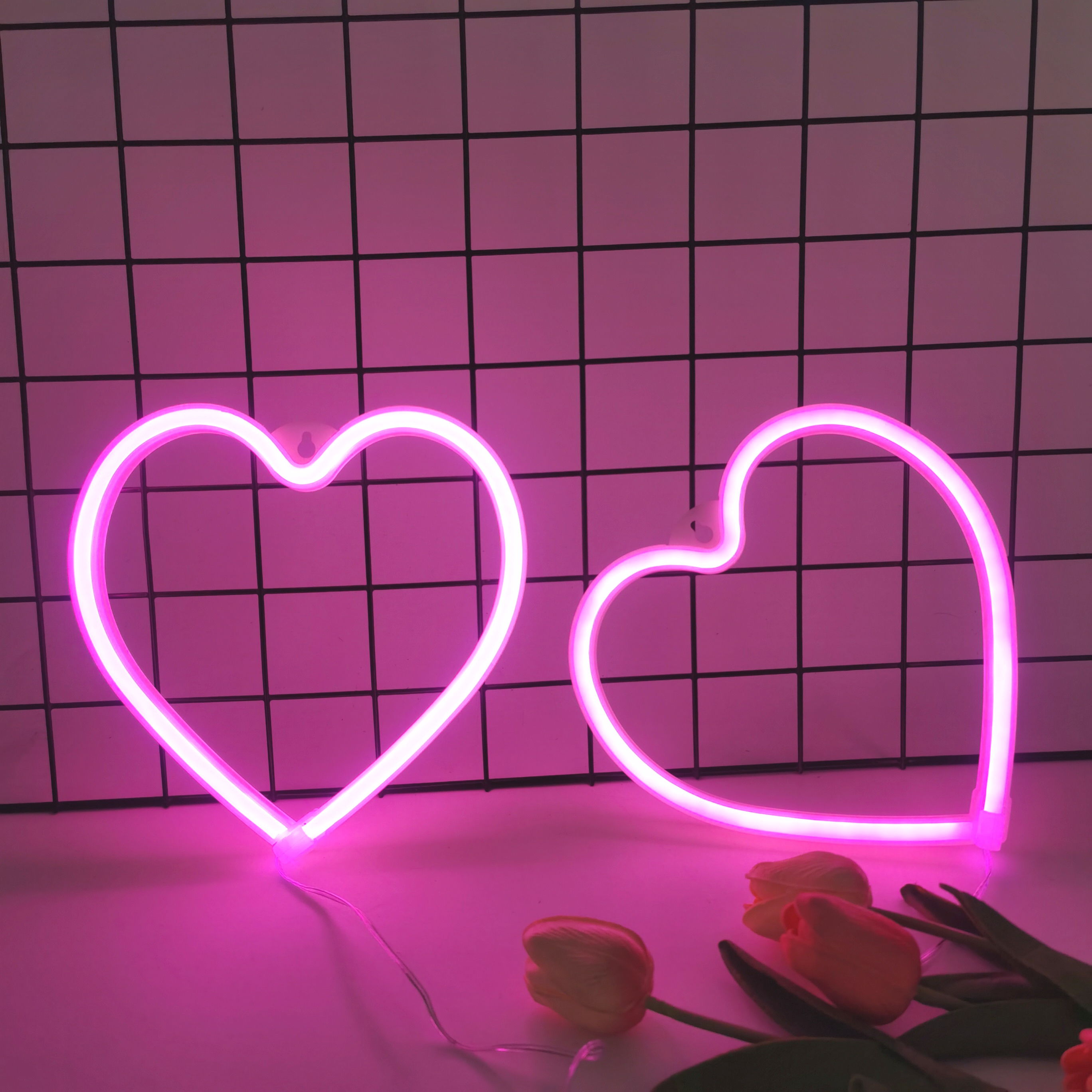Pink Led Heartlight Pink Heart LED Neon Light, USB Powered, Wall Mounted | Inspire Uplift
