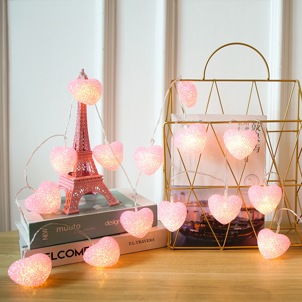Heart String Lights, Battery Powered Valentine's Day Fairy Lights, Wedding Party Decorations for Home, Window, Bedroom