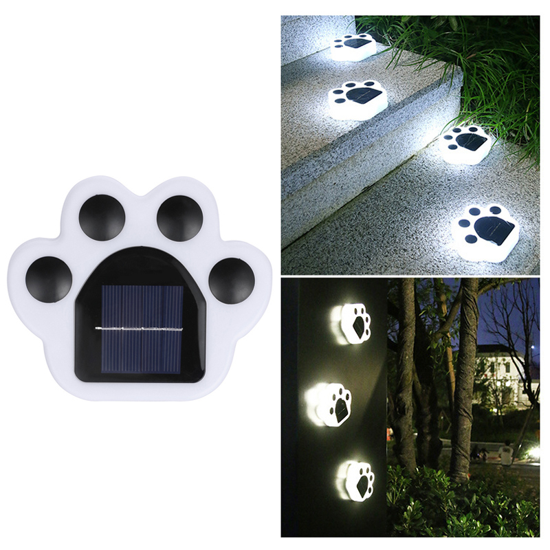 Solar Powered Outdoor Waterproof Lawn Light, Bears Paw Shaped Cute Night Light for Garden, Pathway, Patio