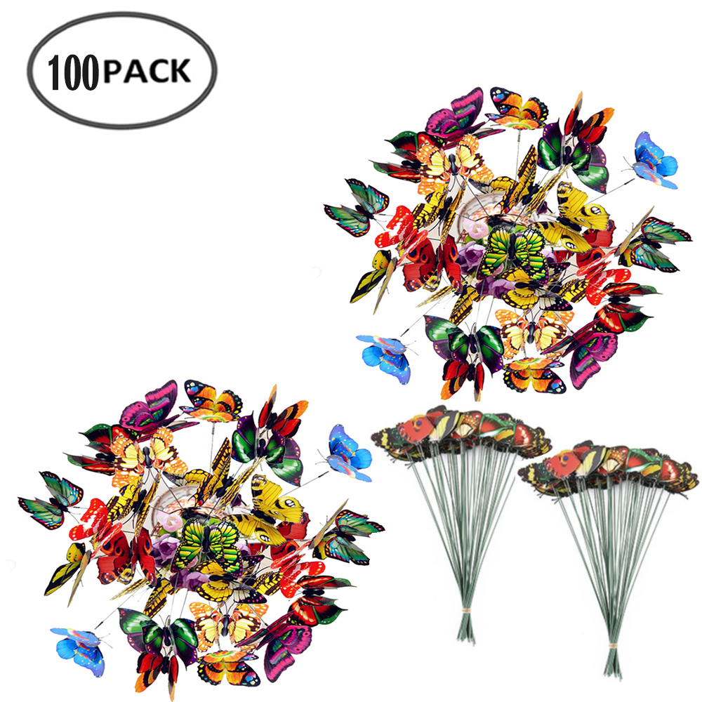 Butterfly Stakes Waterproof, Multi-color Fake Butterfly Garden Ornaments, Artificial Pole Butterfly Decor for Outdoor