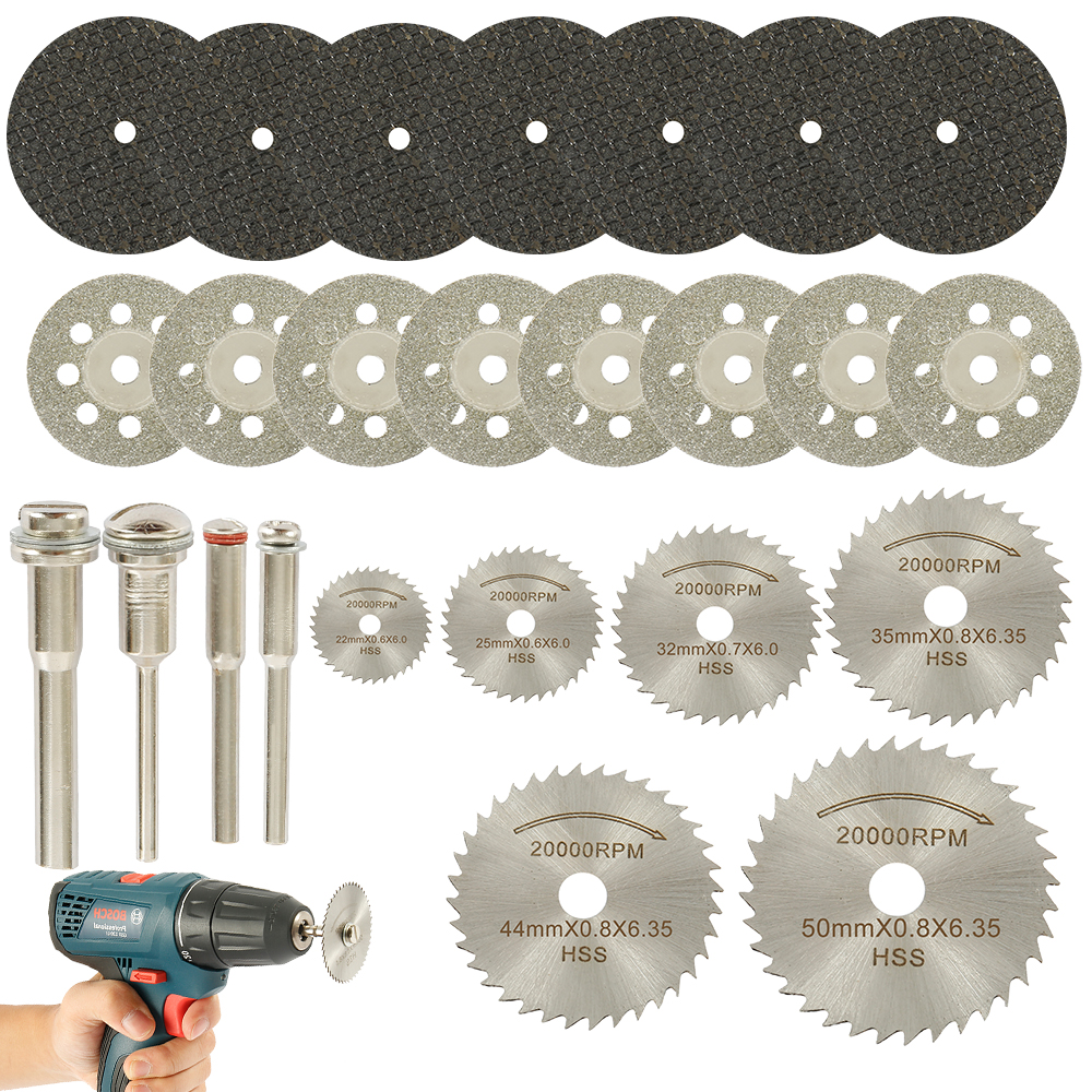 Mini Circular Saw Blade Set for Dremel, Sanding Grinding Wheel Cutting Disc for Metal Cutting Rotary Tools Accessories