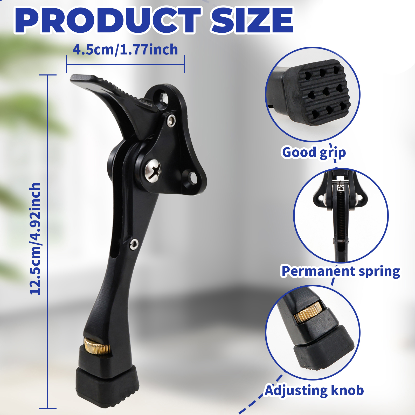 Kick Down Door Stopper, One Touch Pedal Adjustable Doorstop, Height Adjustable for Apartment, Garage, and More