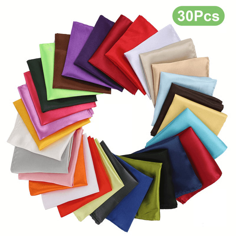 Men's Satin Silk Pocket Squares Set for Weddings Tuxedos and Formal Suits