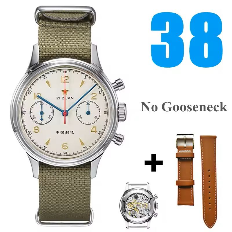 Red Star 1963 Mechanical Pilot Watch with Seagull Movement - 38mm or 40mm Chronograph for Men