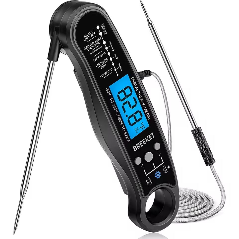 Dual Probe Digital Meat Thermometer with Backlight for Fast and Accurate BBQ and Kitchen Cooking
