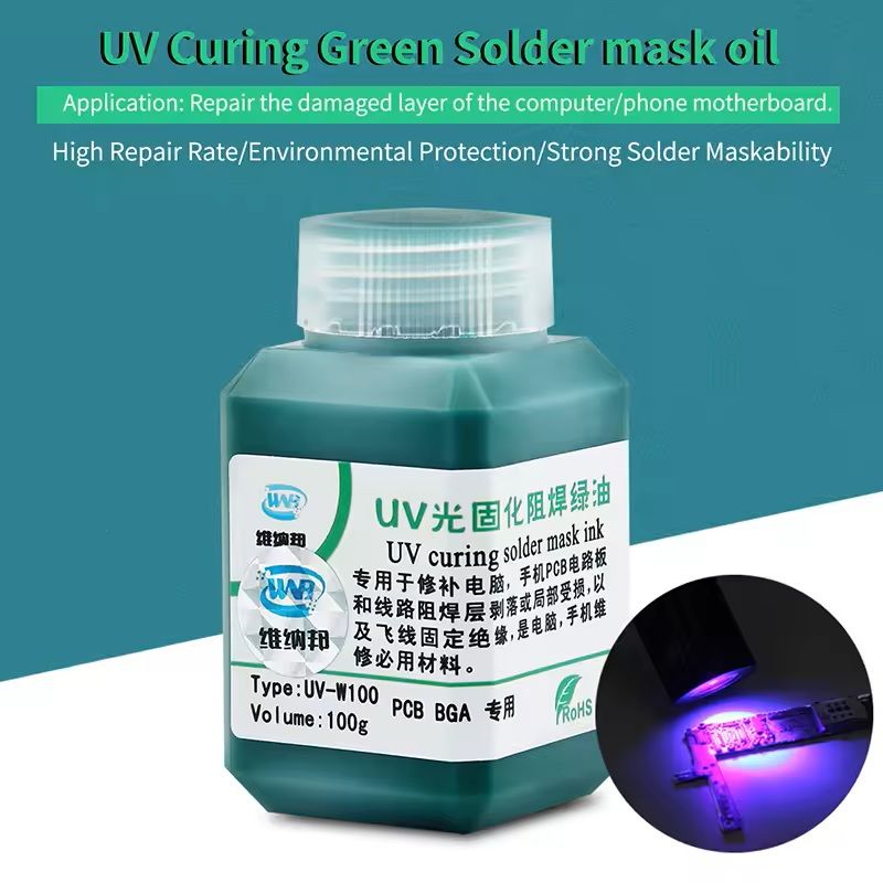 UV-Curable Solder Mask Ink – 2 Pack (Black & Green) For PCB Repair, BGA Protection & Circuit Insulation