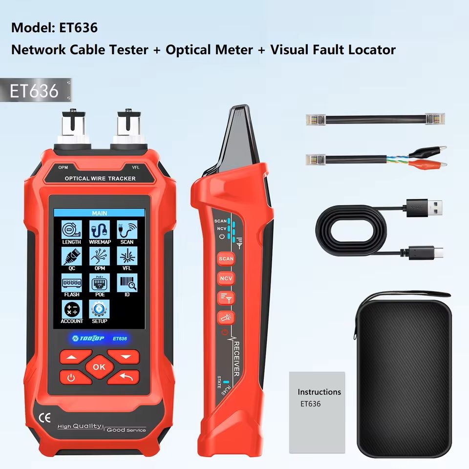 Multifunction Network Cable Tester and Fiber Fault Locator with Optical Power Meter and LAN Cable Tracing